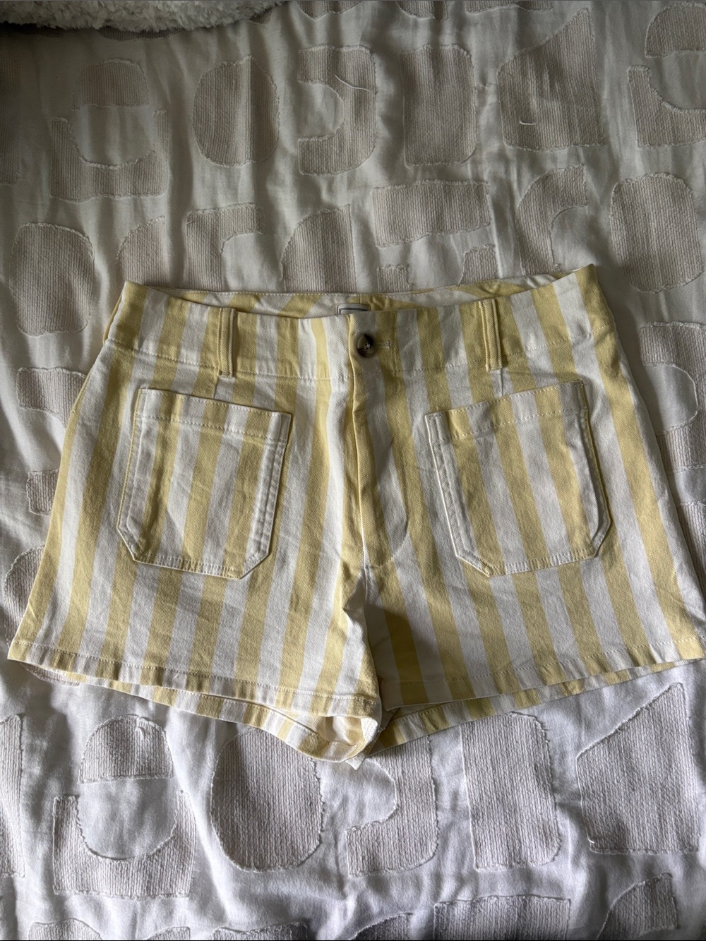 Maeve Colette Striped Yellow and White Women's Cotton Shorts